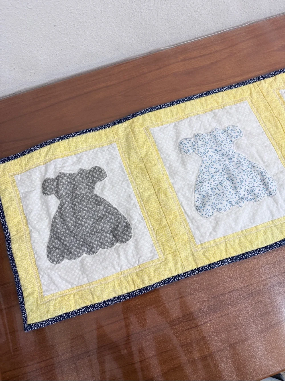 Handmade Yellow Quilted Sundress Wall Hanging Table Runner 12x42